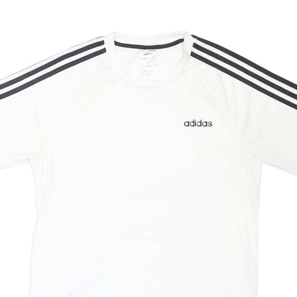 ADIDAS Mens White Black Three Stripe Classic T-Shirt M Short Sleeve Crew Neck