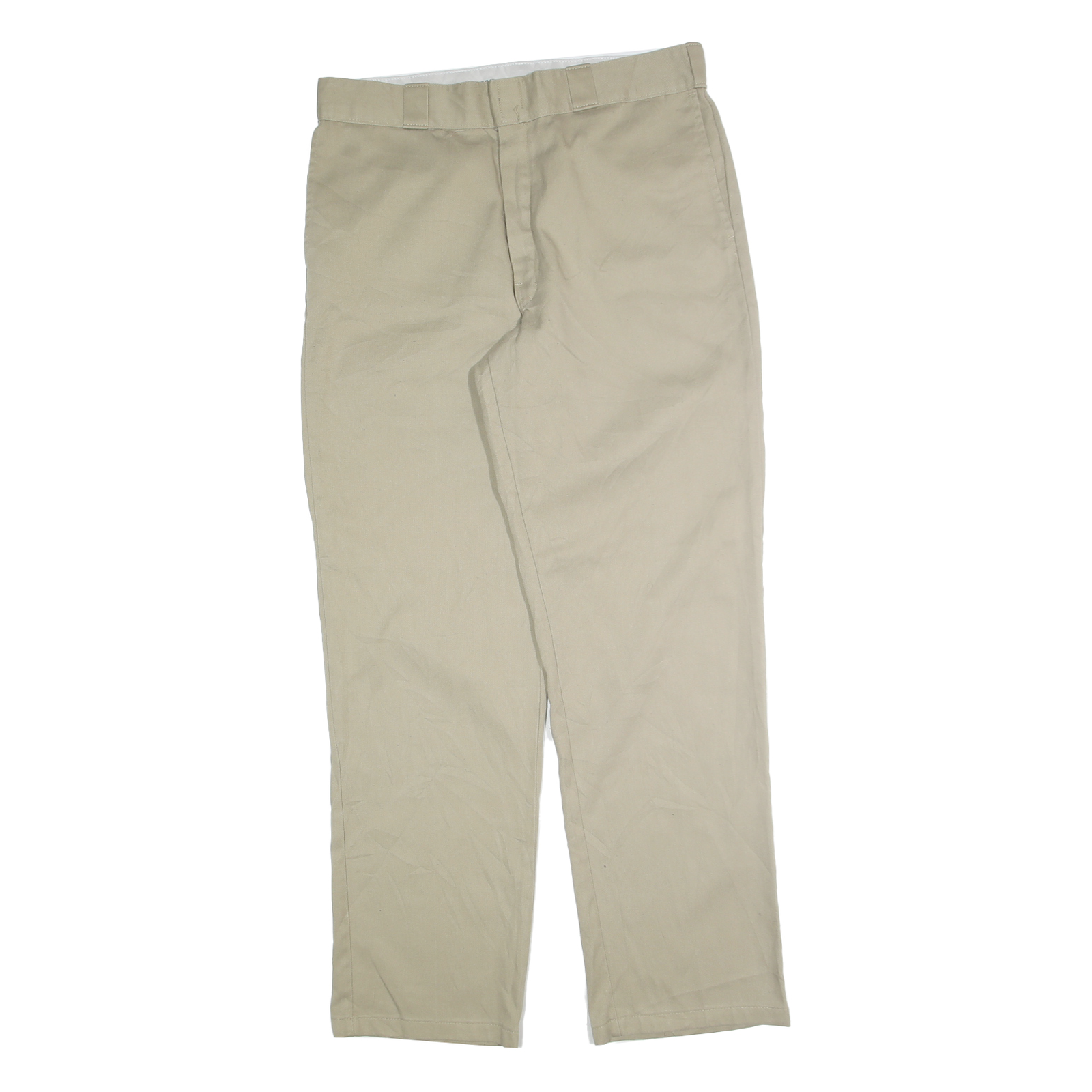 DICKIES Mens Beige Regular Fit Straight Leg Trousers Cotton Blend W36 L34