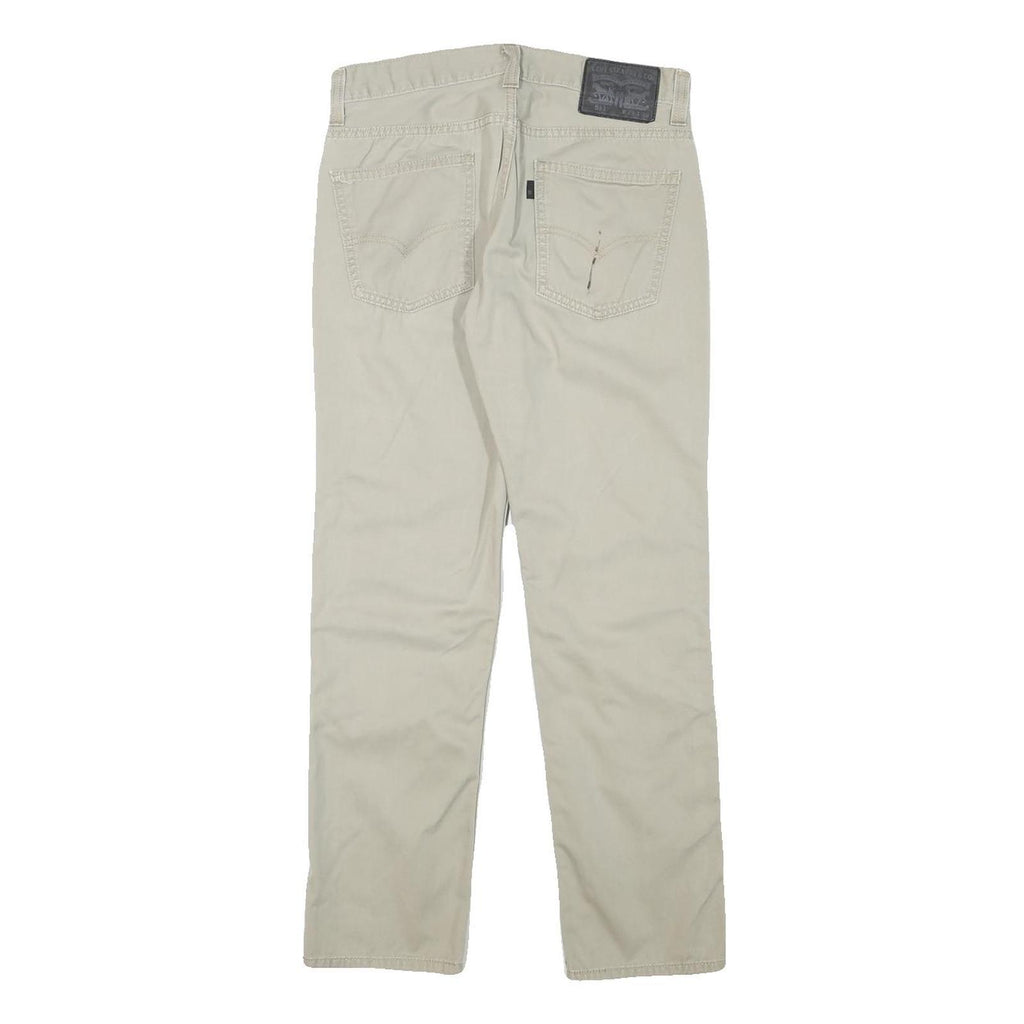 LEVI'S Mens Cotton Blend Beige Slim Straight Trousers W29 L28 Casual Zip