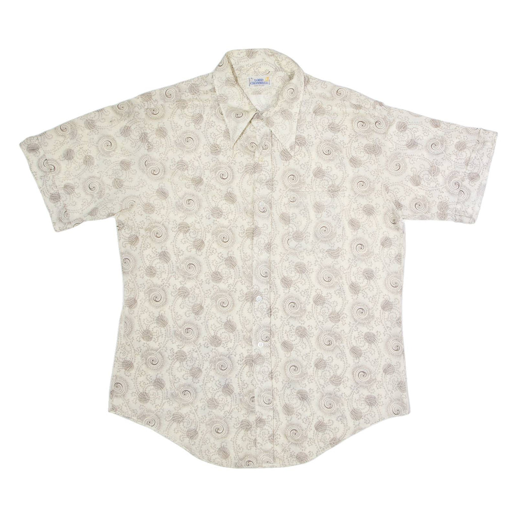LORD CROMWELL Mens Shirt Beige Nylon Crazy Pattern XL