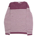 FAT FACE Womens Patterned Jumper Maroon Striped Tight Knit UK 14