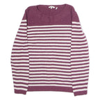 FAT FACE Womens Patterned Jumper Maroon Striped Tight Knit UK 14