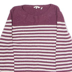 FAT FACE Womens Patterned Jumper Maroon Striped Tight Knit UK 14