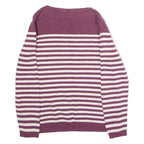 FAT FACE Womens Patterned Jumper Maroon Striped Tight Knit UK 14