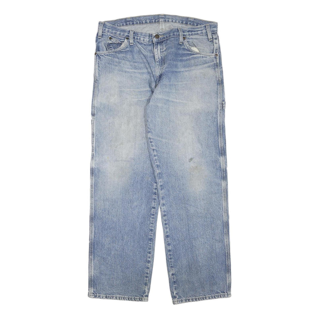 DICKIES Mens Regular Fit Blue Denim Jeans W36 L32 Workwear Carpenter Style Zip