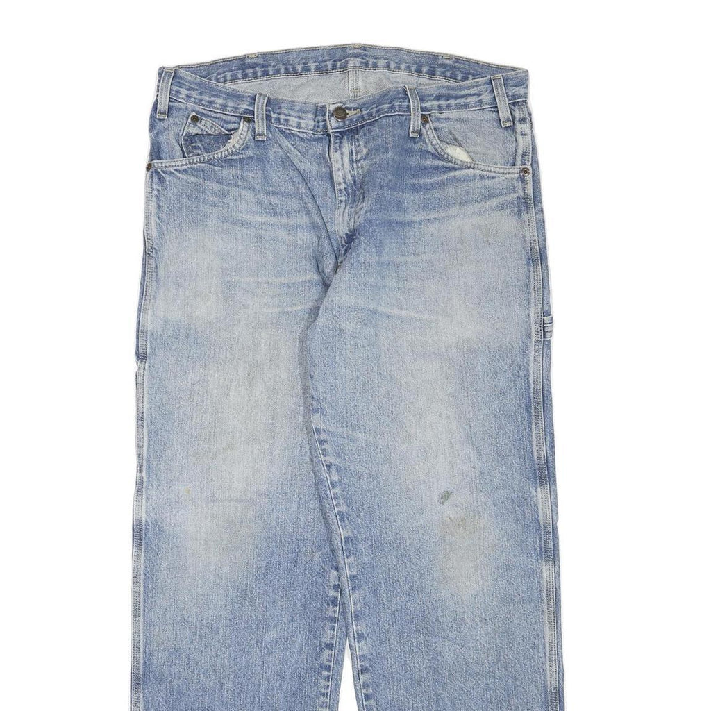 DICKIES Mens Regular Fit Blue Denim Jeans W36 L32 Workwear Carpenter Style Zip