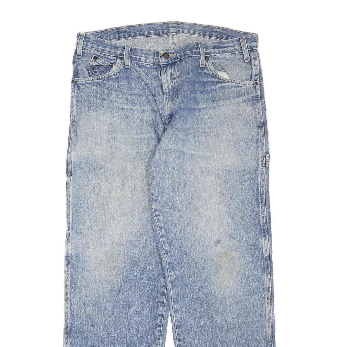 DICKIES Mens Regular Fit Blue Denim Jeans W36 L32 Workwear Carpenter Style Zip