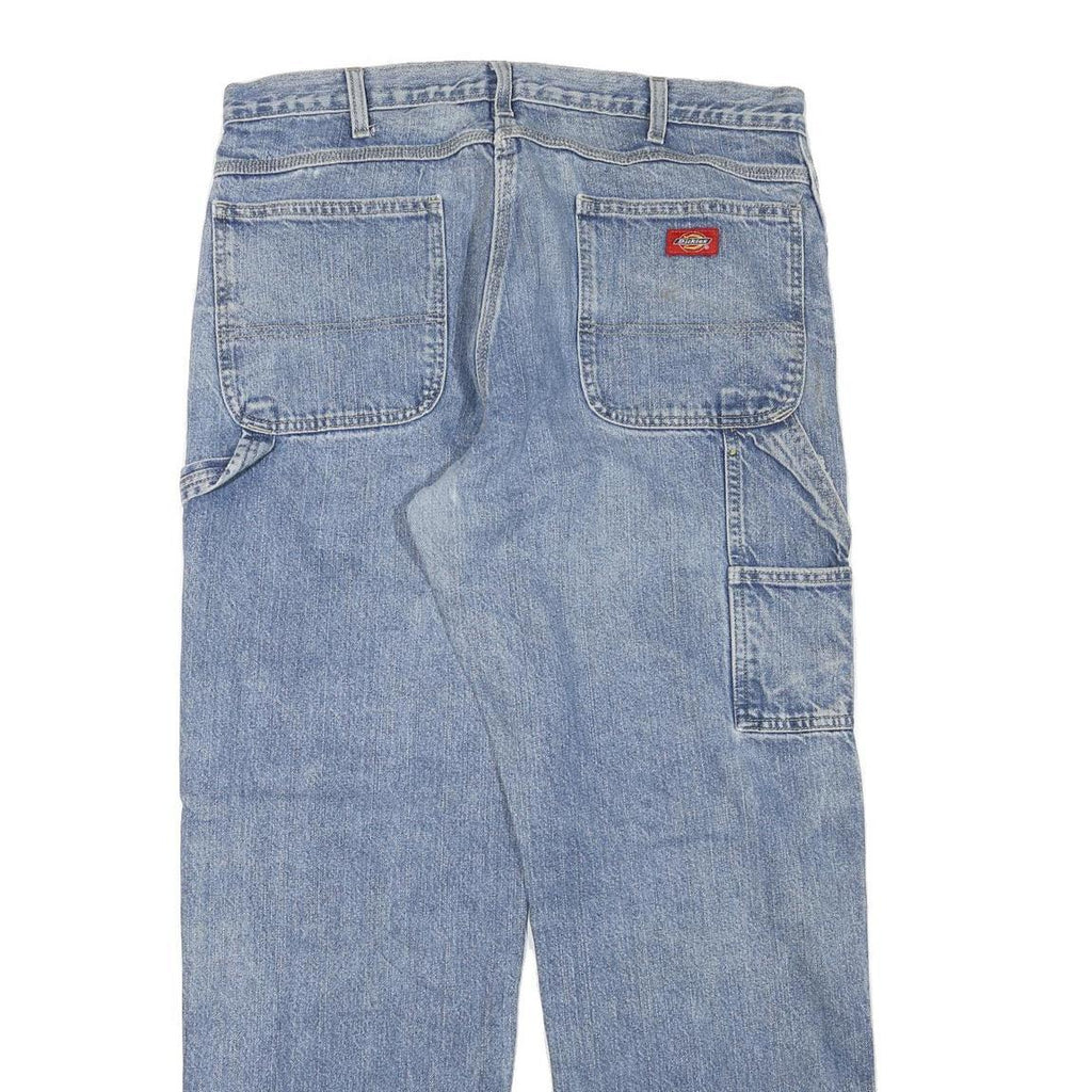DICKIES Mens Regular Fit Blue Denim Jeans W36 L32 Workwear Carpenter Style Zip