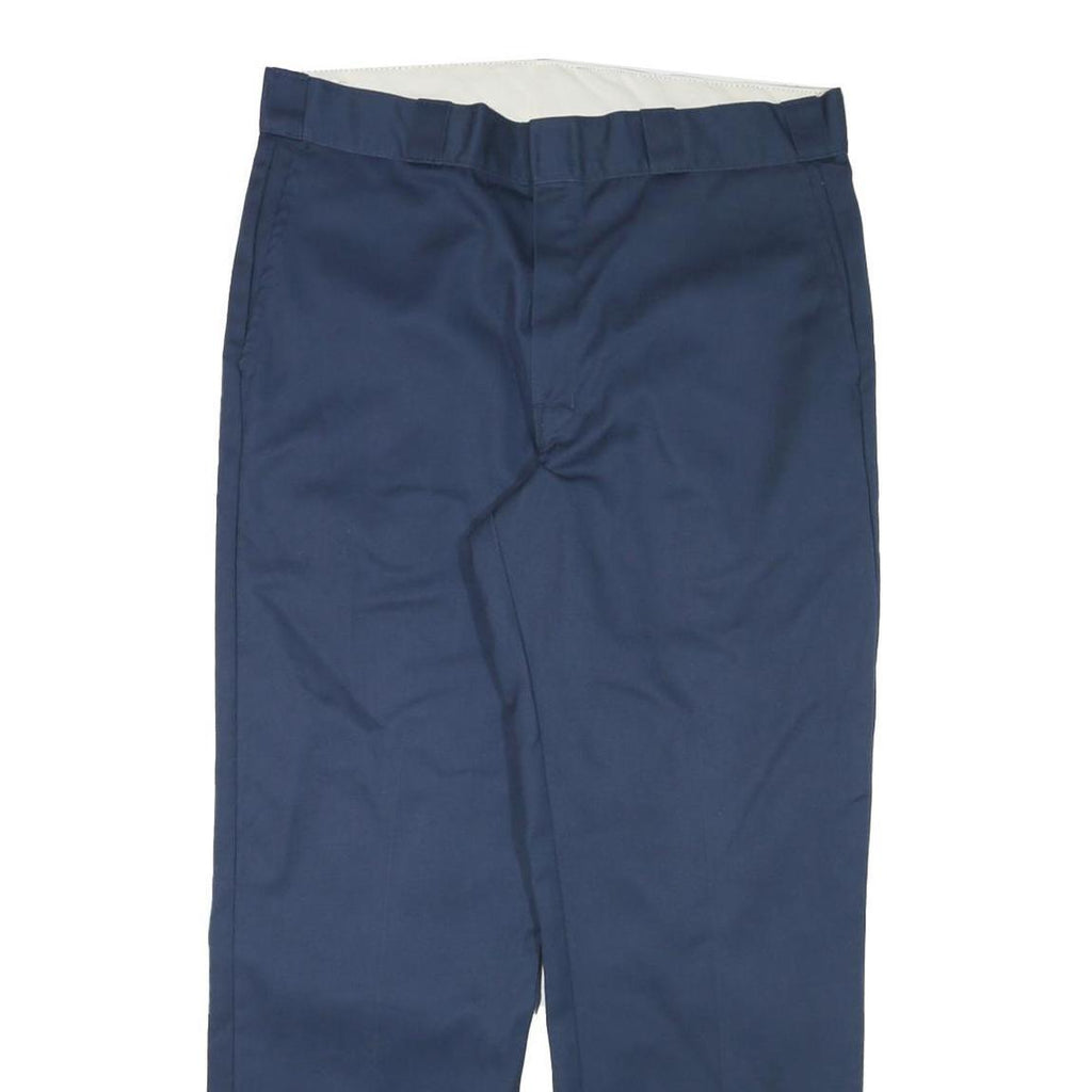 DICKIES Mens Regular Fit Navy Blue Cotton Blend Trousers W34 L28 Workwear Zip