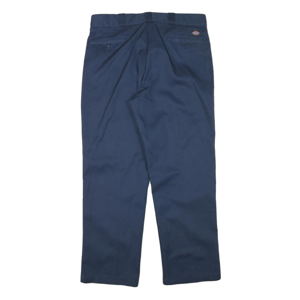 DICKIES Mens Regular Fit Navy Blue Cotton Blend Trousers W34 L28 Workwear Zip