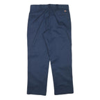 DICKIES Mens Regular Fit Navy Blue Cotton Blend Trousers W34 L28 Workwear Zip