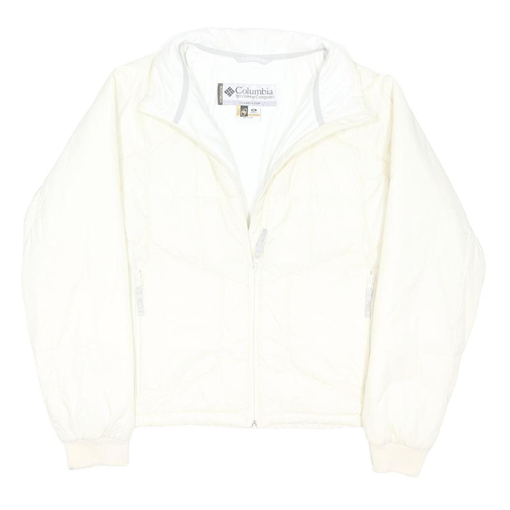 COLUMBIA Womens White Jacket XL Polyester Blend Zip Quilted Insulated Outdoor