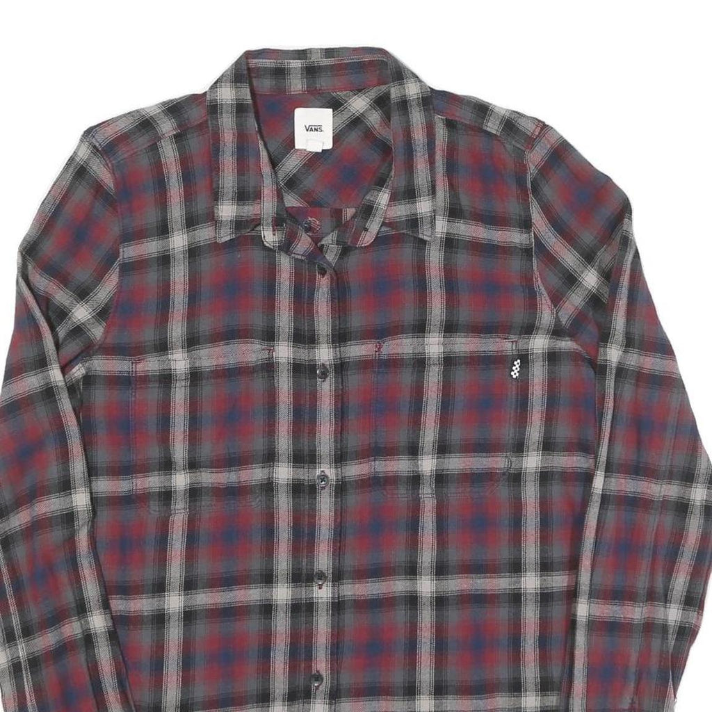 VANS Womens Grey & Red Checked Shirt L Cotton Blend Classic Long Sleeve