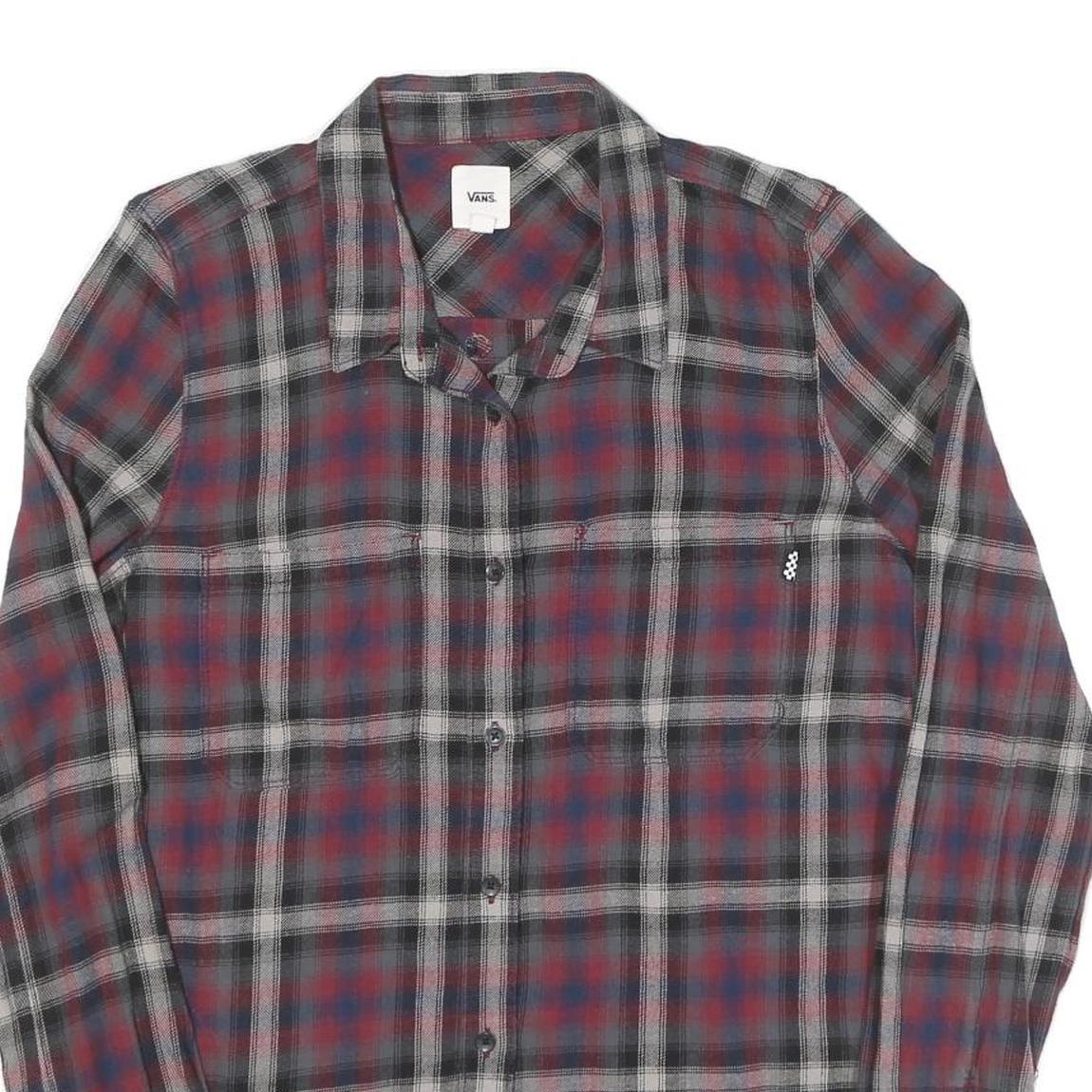 VANS Womens Grey & Red Checked Shirt L Cotton Blend Classic Long Sleeve