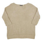 ZARA Womens Beige Wool Blend Plain Crew Neck Chunky Knit Jumper M Comfortable