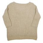 ZARA Womens Beige Wool Blend Plain Crew Neck Chunky Knit Jumper M Comfortable
