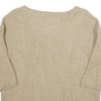ZARA Womens Beige Wool Blend Plain Crew Neck Chunky Knit Jumper M Comfortable