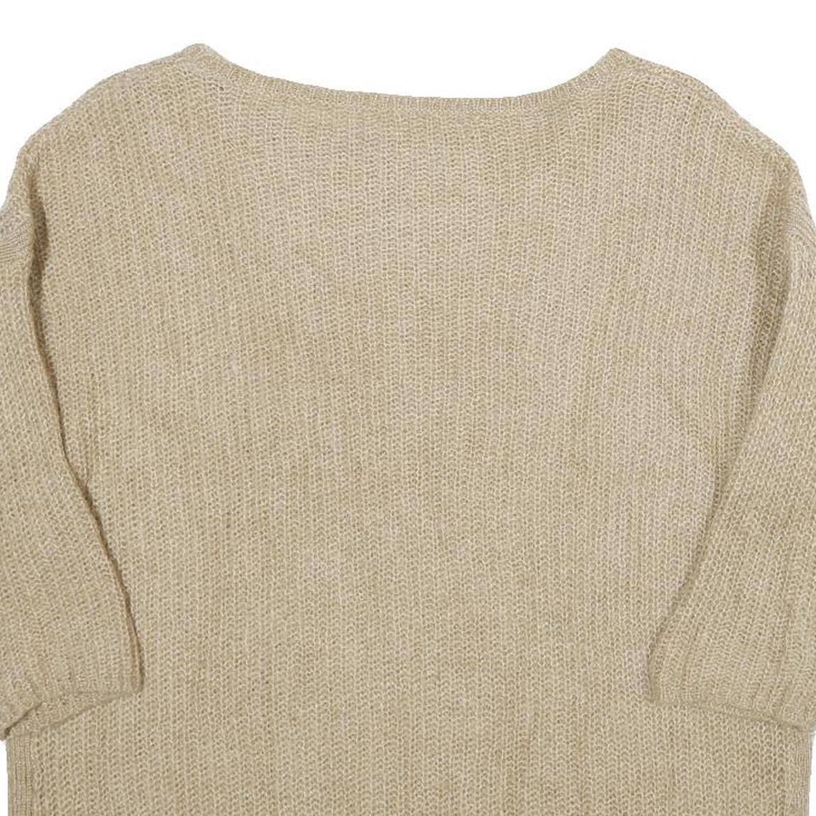 ZARA Womens Beige Wool Blend Plain Crew Neck Chunky Knit Jumper M Comfortable