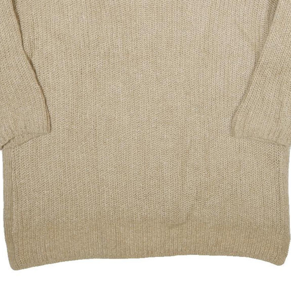 ZARA Womens Beige Wool Blend Plain Crew Neck Chunky Knit Jumper M Comfortable