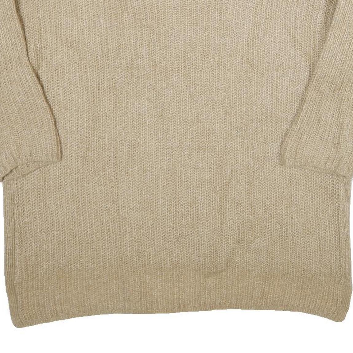 ZARA Womens Beige Wool Blend Plain Crew Neck Chunky Knit Jumper M Comfortable