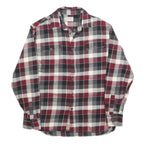 JACHS Mens Burgundy Black & Cream Check Shirt M Casual Cotton Long Sleeve