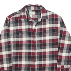 JACHS Mens Burgundy Black & Cream Check Shirt M Casual Cotton Long Sleeve