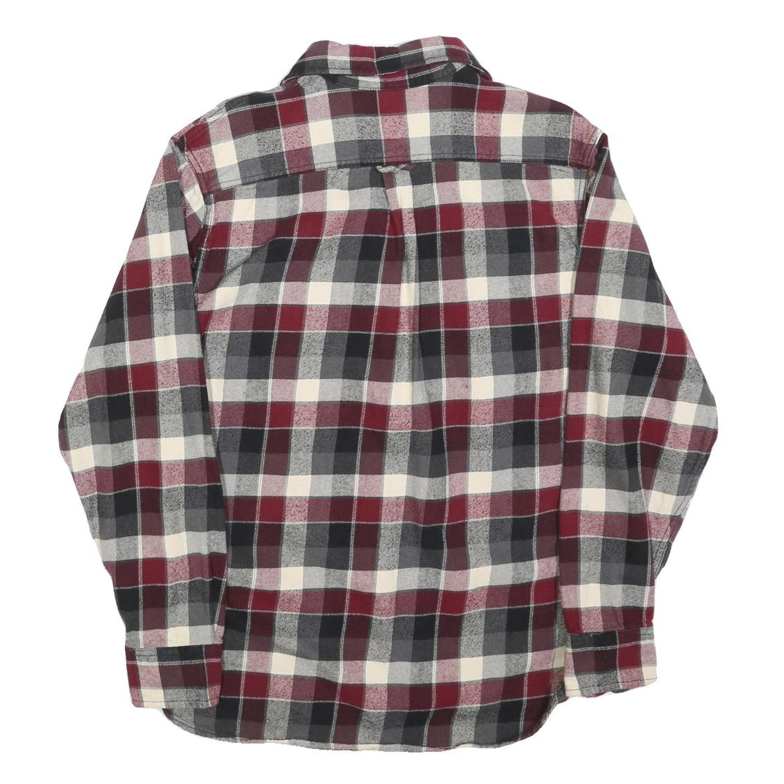 JACHS Mens Burgundy Black & Cream Check Shirt M Casual Cotton Long Sleeve