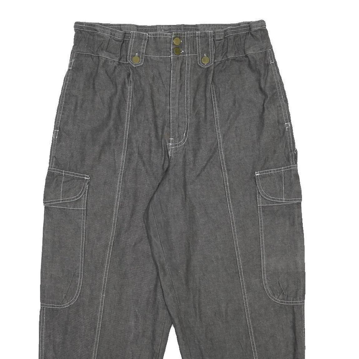 MISS SELFRIDGE Womens Grey Relaxed Cargo Denim Fair W34 L26 Cotton Zip