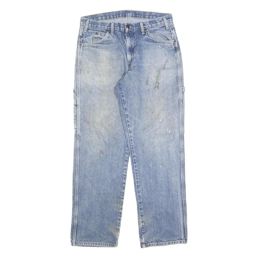 DICKIES Mens Relaxed Jeans Blue Denim W34 L32 Workwear Zip Closure