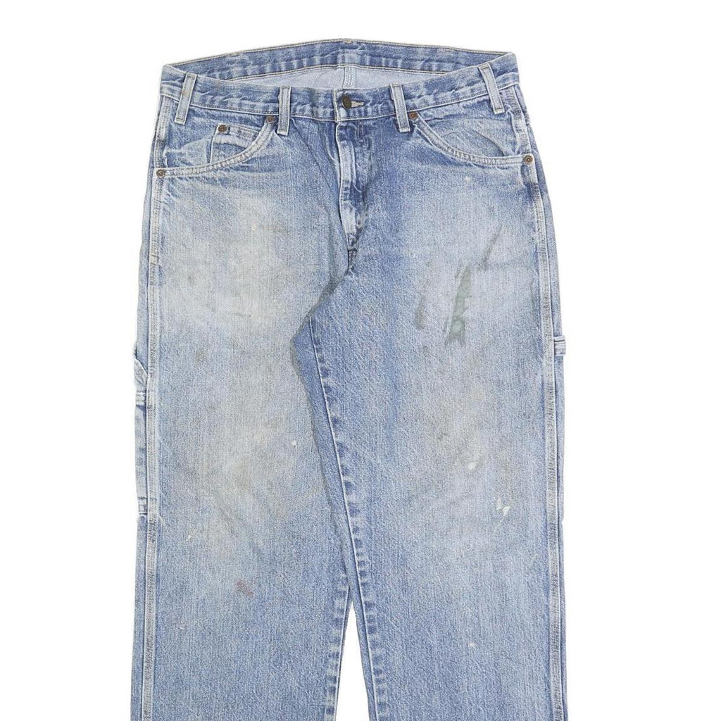 DICKIES Mens Relaxed Jeans Blue Denim W34 L32 Workwear Zip Closure