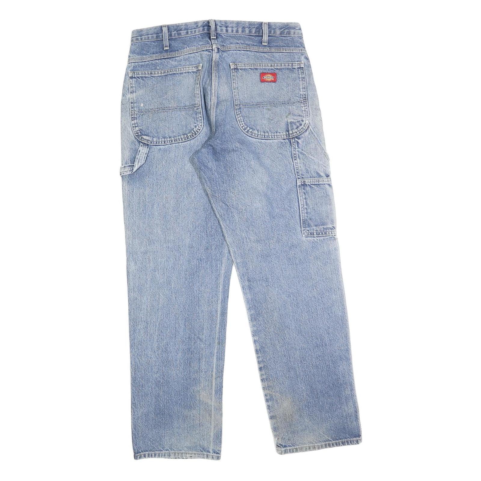 DICKIES Mens Relaxed Jeans Blue Denim W34 L32 Workwear Zip Closure