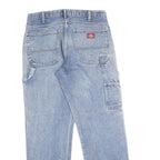 DICKIES Mens Relaxed Jeans Blue Denim W34 L32 Workwear Zip Closure