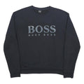 BOSS HUGO BOSS Mens Black Cotton Blend Crew Neck Sweatshirt L Logo Print