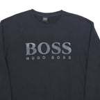 BOSS HUGO BOSS Mens Black Cotton Blend Crew Neck Sweatshirt L Logo Print