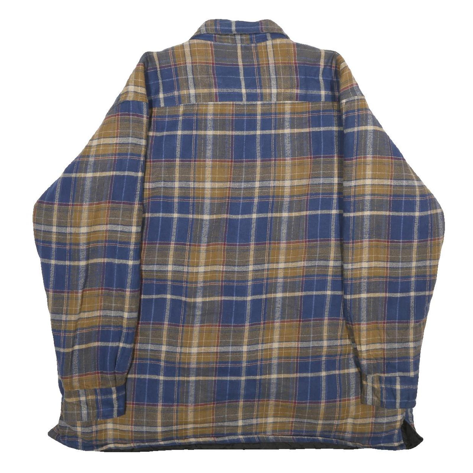 SUTTER & GRANT Mens Blue & Brown Plaid Quilted Flannel Jacket XL Cotton Blend