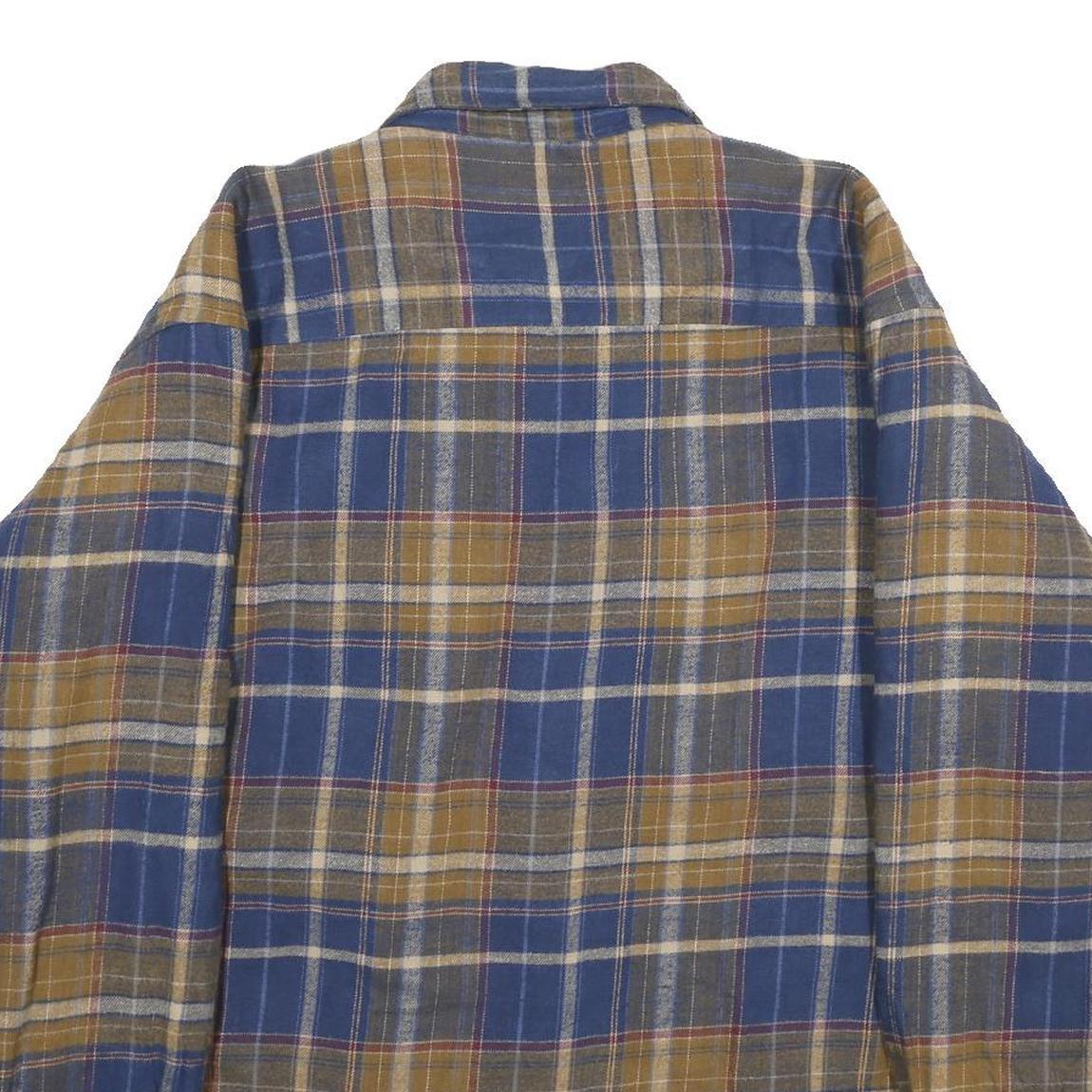 SUTTER & GRANT Mens Blue & Brown Plaid Quilted Flannel Jacket XL Cotton Blend