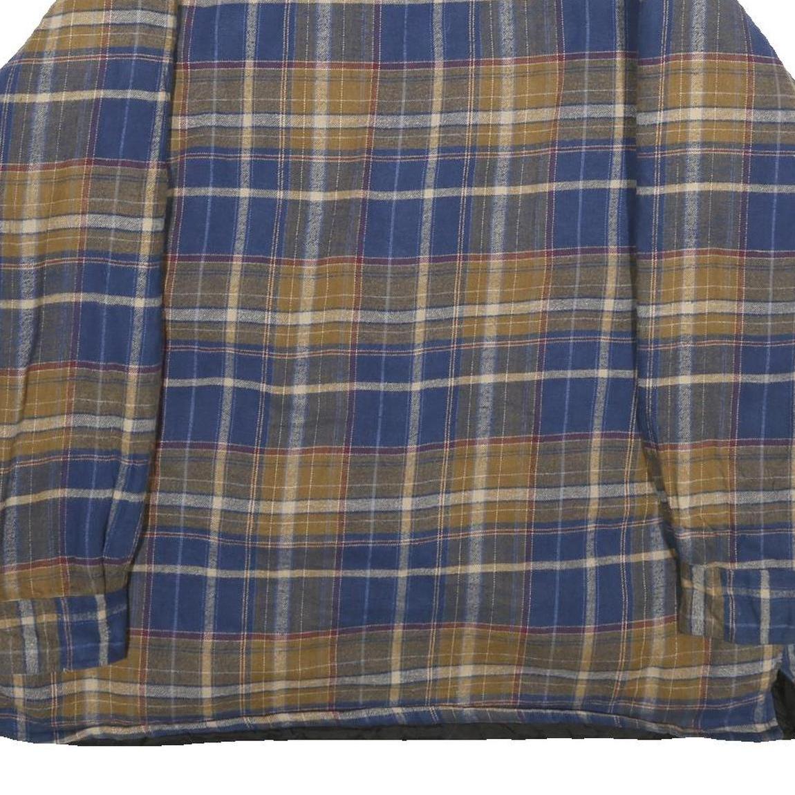 SUTTER & GRANT Mens Blue & Brown Plaid Quilted Flannel Jacket XL Cotton Blend