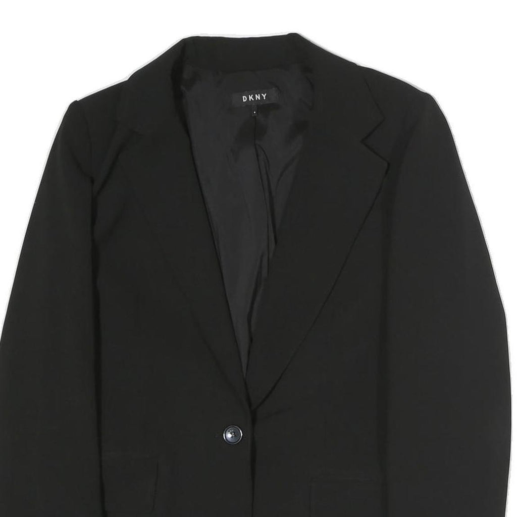 DKNY Womens Black Classic Jacket UK 6 Polyester Button Closure Tailored Blazer
