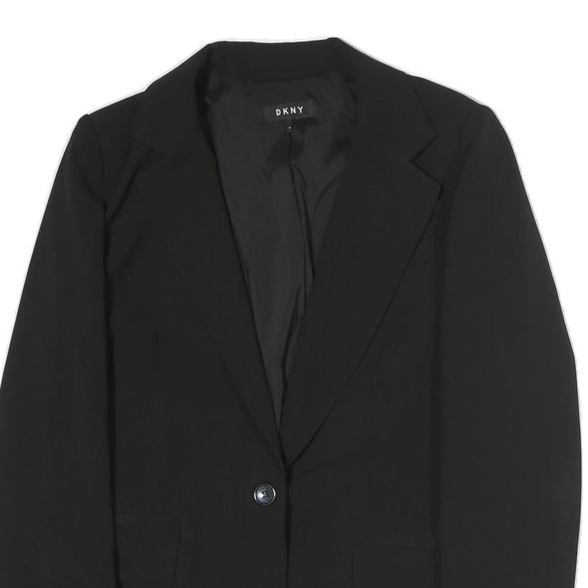 DKNY Womens Black Classic Jacket UK 6 Polyester Button Closure Tailored Blazer