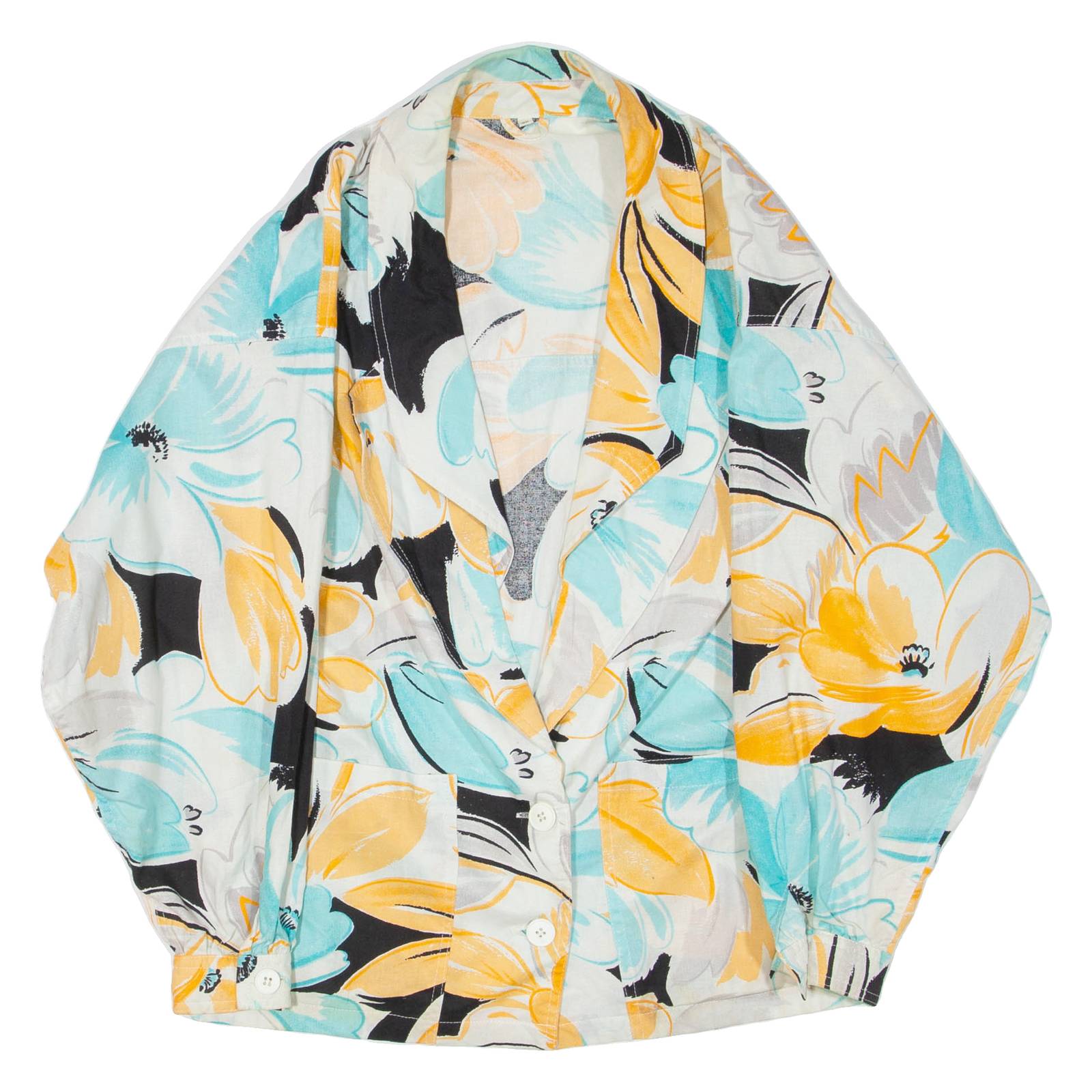 Lightweight Womens Blazer Jacket Blue Floral L