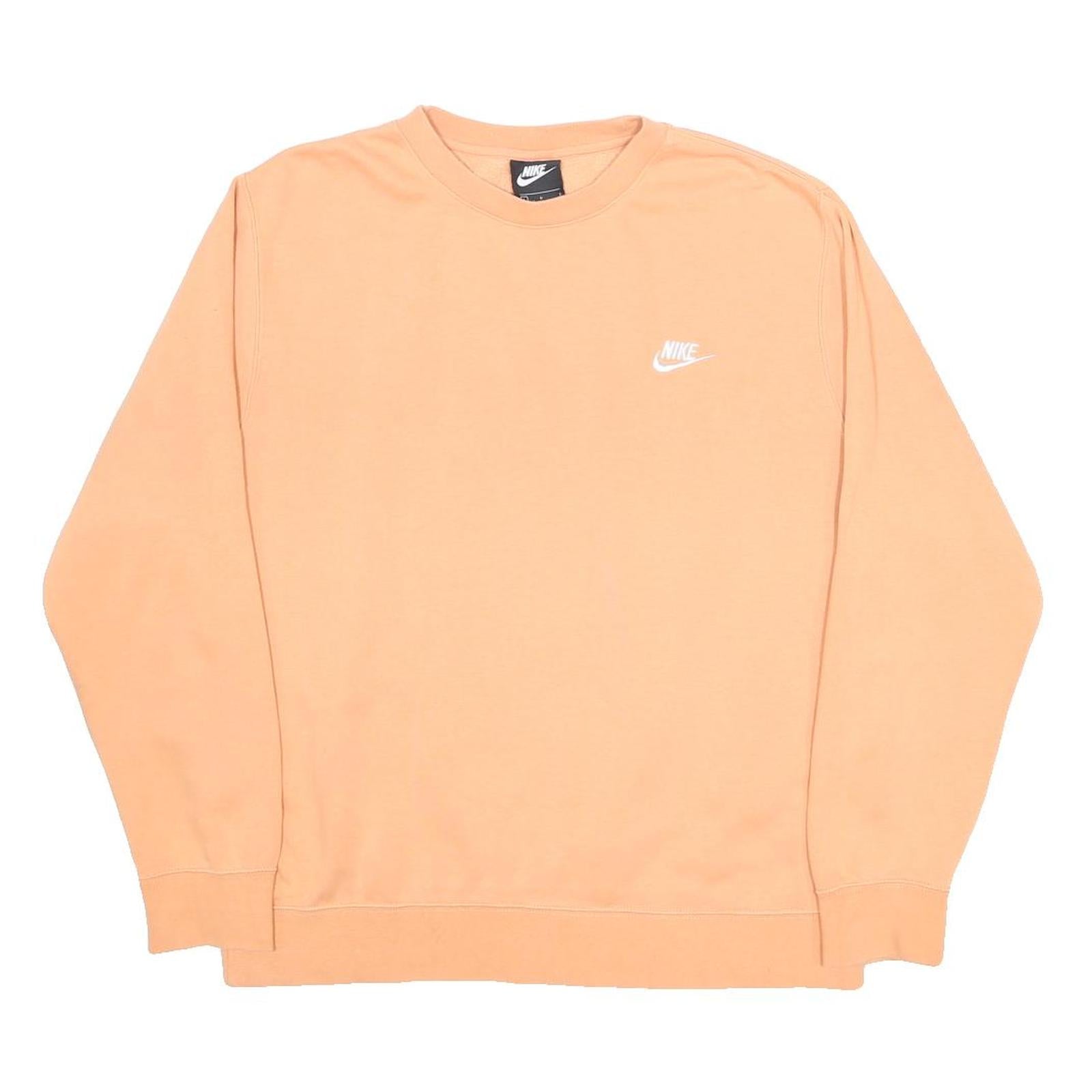 NIKE Mens Peach Crew Neck L Sweatshirt Cotton Blend Long Sleeve Casual