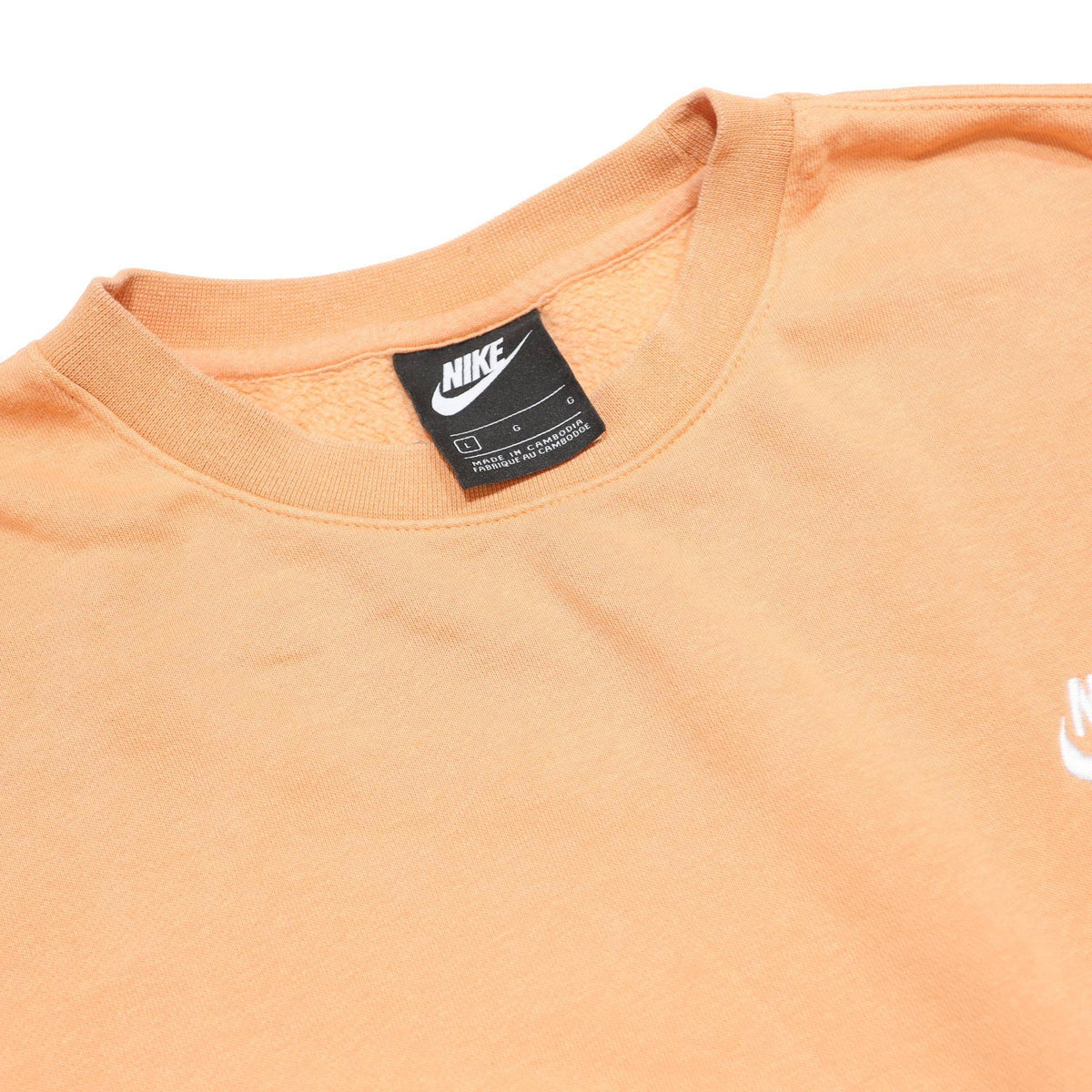 NIKE Mens Peach Crew Neck L Sweatshirt Cotton Blend Long Sleeve Casual
