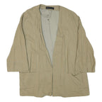 ZARA Womens Beige Cotton Blend Relaxed Jacket L Plain Minimalist Lightweight
