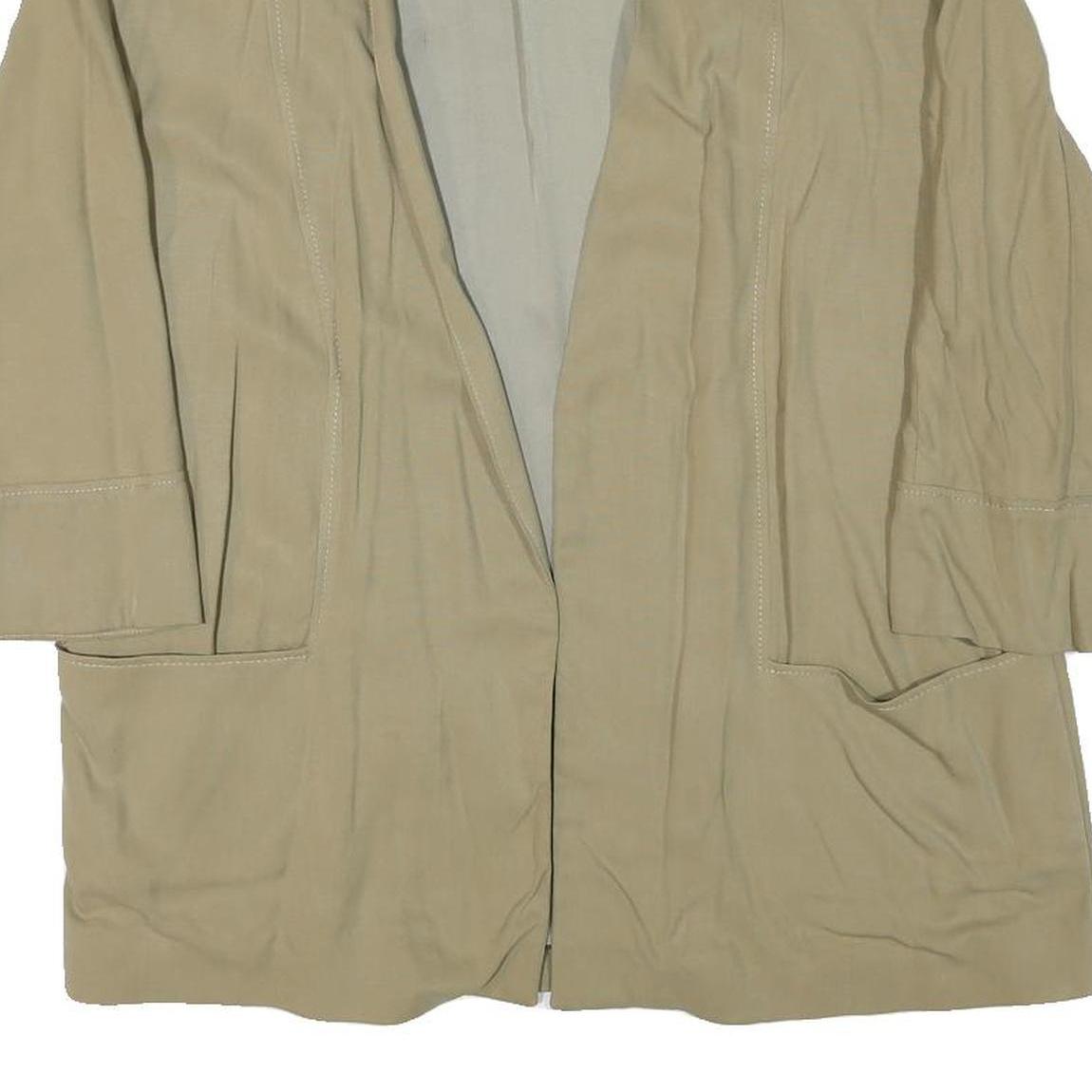 ZARA Womens Beige Cotton Blend Relaxed Jacket L Plain Minimalist Lightweight