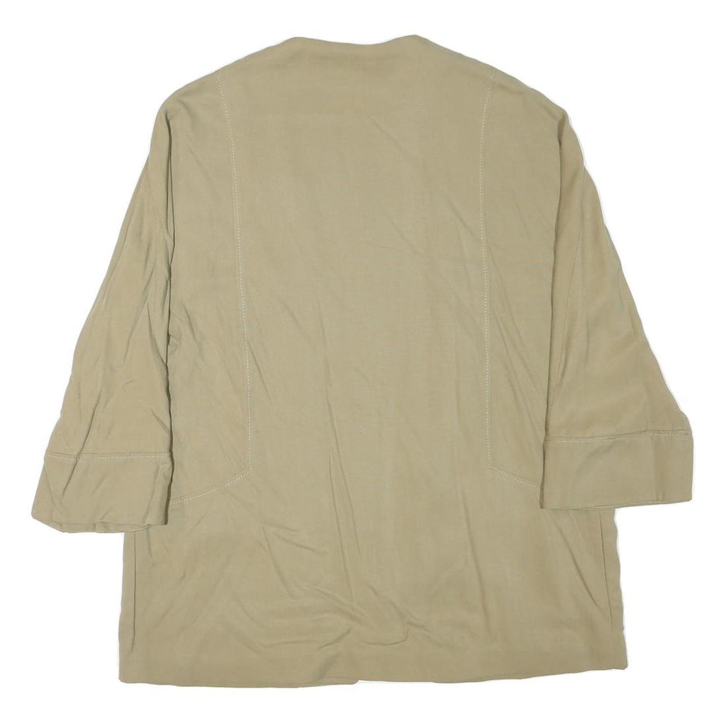 ZARA Womens Beige Cotton Blend Relaxed Jacket L Plain Minimalist Lightweight