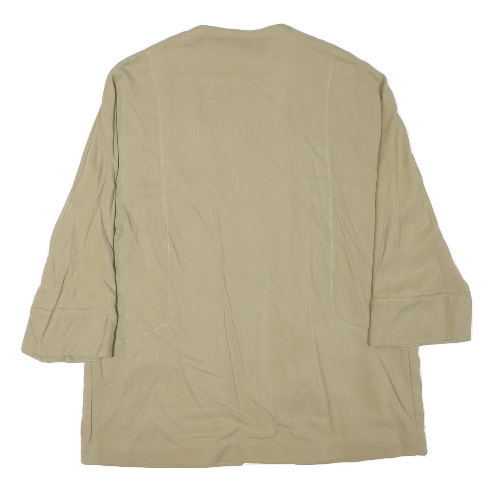 ZARA Womens Beige Cotton Blend Relaxed Jacket L Plain Minimalist Lightweight