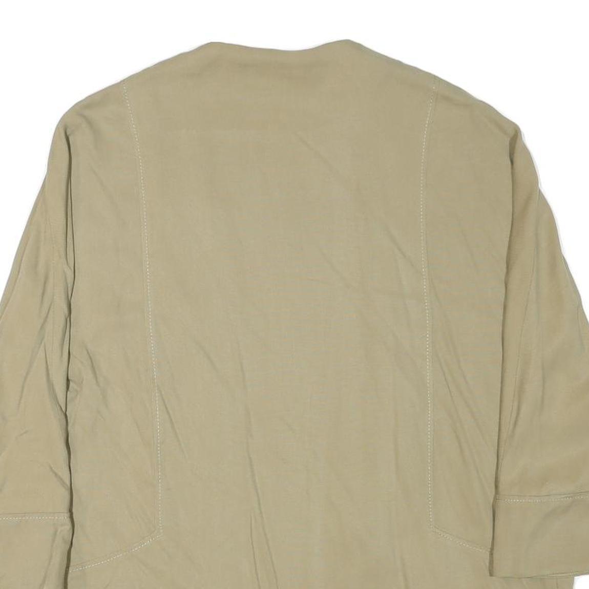 ZARA Womens Beige Cotton Blend Relaxed Jacket L Plain Minimalist Lightweight