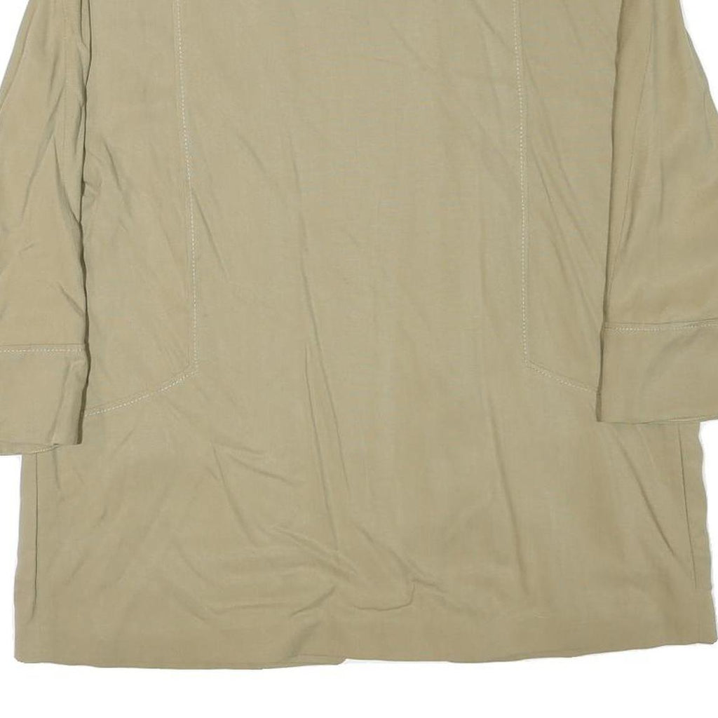 ZARA Womens Beige Cotton Blend Relaxed Jacket L Plain Minimalist Lightweight