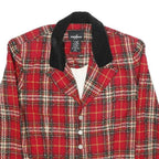 POSITIVE ATTITUDE Womens Red & Black Tartan Pattern Button Jacket UK 12 Acrylic
