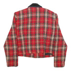 POSITIVE ATTITUDE Womens Red & Black Tartan Pattern Button Jacket UK 12 Acrylic